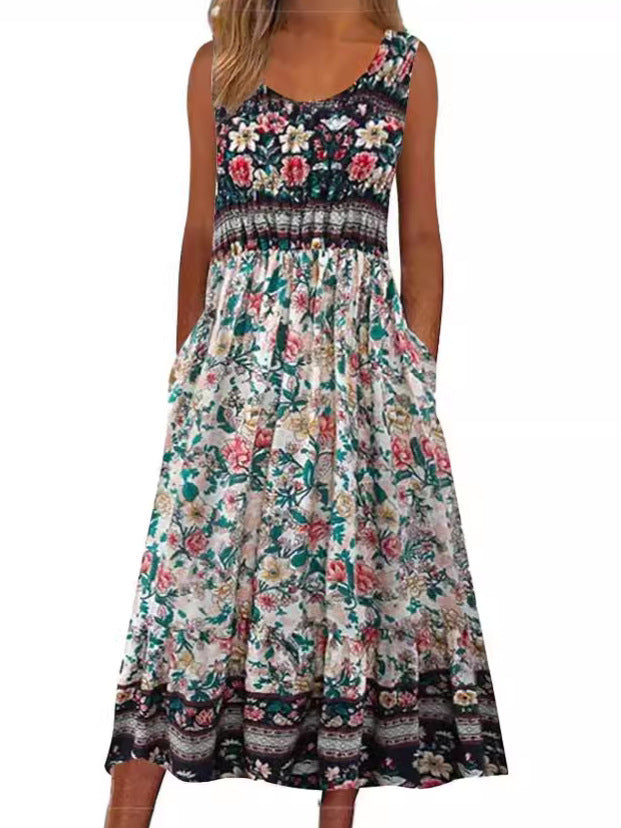 Robe Bohème à Motifs Floraux