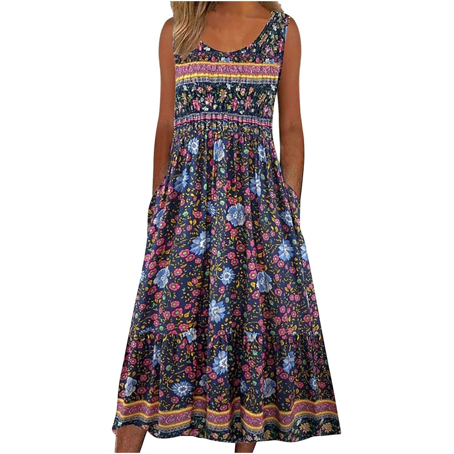 Robe Bohème à Motifs Floraux