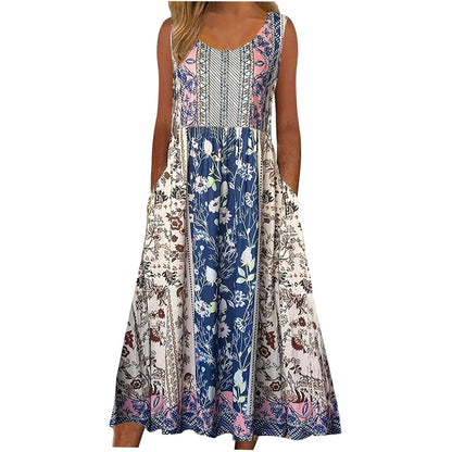 Robe Bohème à Motifs Floraux